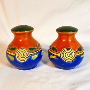 Edwardo Vega Studio Pottery Salt and Pepper Shaker Set Vintage Made In Ecuador
